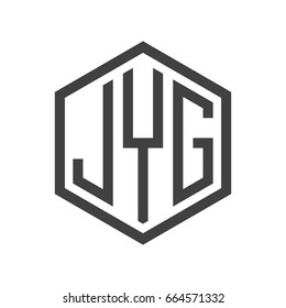 three-letter initials hexagon logo black