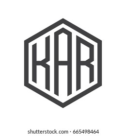 three-letter initials hexagon logo black
