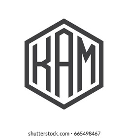 three-letter initials hexagon logo black