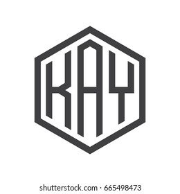three-letter initials hexagon logo black