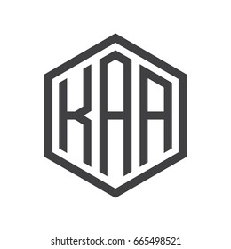 three-letter initials hexagon logo black