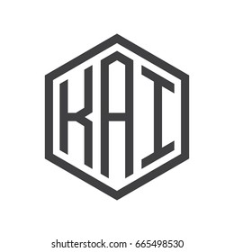three-letter initials hexagon logo black