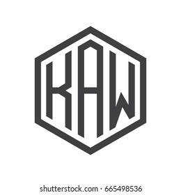 three-letter initials hexagon logo black