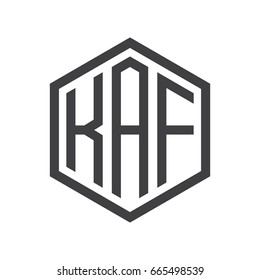 three-letter initials hexagon logo black