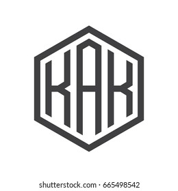 three-letter initials hexagon logo black