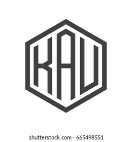 three-letter initials hexagon logo black
