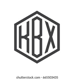 three-letter initials hexagon logo black
