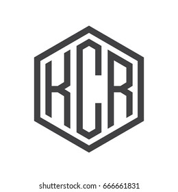 three-letter initials hexagon logo black