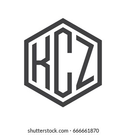 three-letter initials hexagon logo black