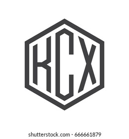 three-letter initials hexagon logo black