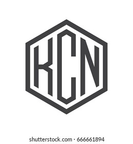 three-letter initials hexagon logo black