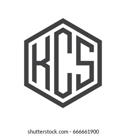 three-letter initials hexagon logo black