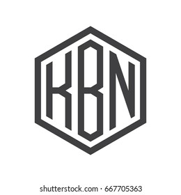 three-letter initials hexagon logo black