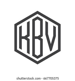 three-letter initials hexagon logo black