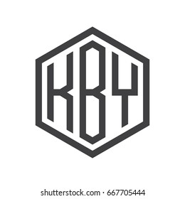 three-letter initials hexagon logo black