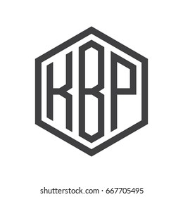 three-letter initials hexagon logo black