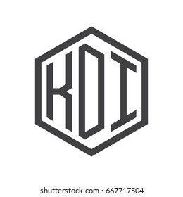 three-letter initials hexagon logo black