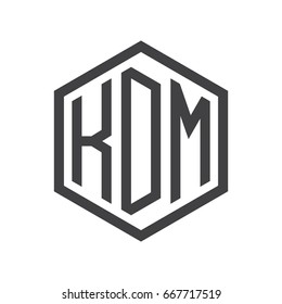 three-letter initials hexagon logo black