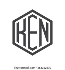 three-letter initials hexagon logo black