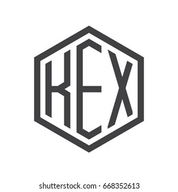 three-letter initials hexagon logo black