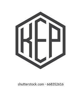 three-letter initials hexagon logo black