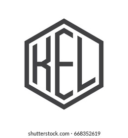three-letter initials hexagon logo black