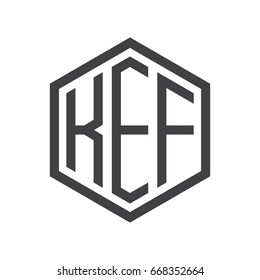 three-letter initials hexagon logo black