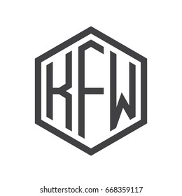 three-letter initials hexagon logo black