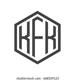 three-letter initials hexagon logo black