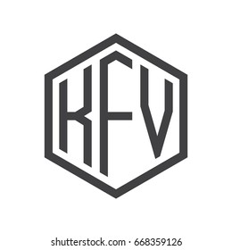 three-letter initials hexagon logo black