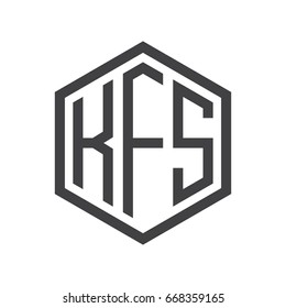 three-letter initials hexagon logo black