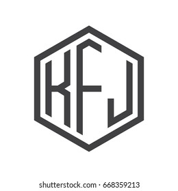 three-letter initials hexagon logo black