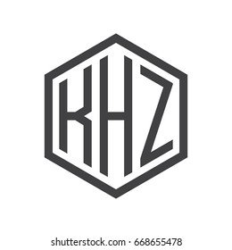 three-letter initials hexagon logo black