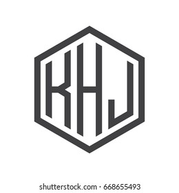 three-letter initials hexagon logo black