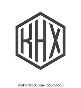 three-letter initials hexagon logo black