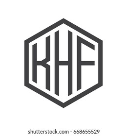 three-letter initials hexagon logo black