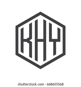 three-letter initials hexagon logo black