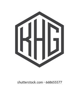 three-letter initials hexagon logo black