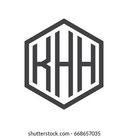 three-letter initials hexagon logo black