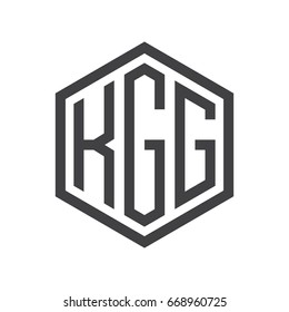 three-letter initials hexagon logo black