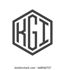 three-letter initials hexagon logo black