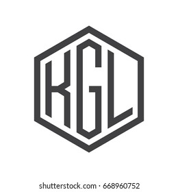 three-letter initials hexagon logo black