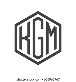 three-letter initials hexagon logo black