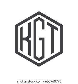 three-letter initials hexagon logo black