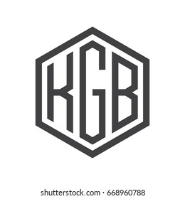 three-letter initials hexagon logo black