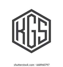 three-letter initials hexagon logo black