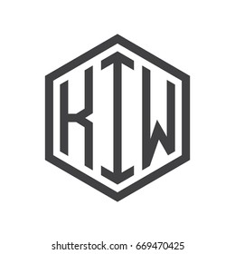 three-letter initials hexagon logo black