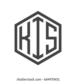three-letter initials hexagon logo black