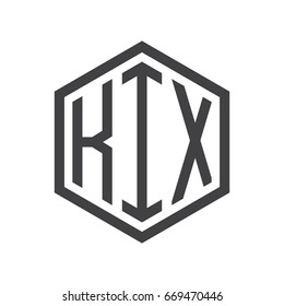 three-letter initials hexagon logo black