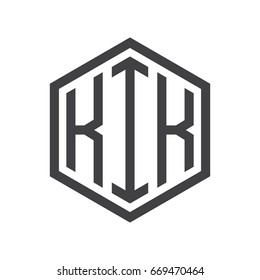 three-letter initials hexagon logo black